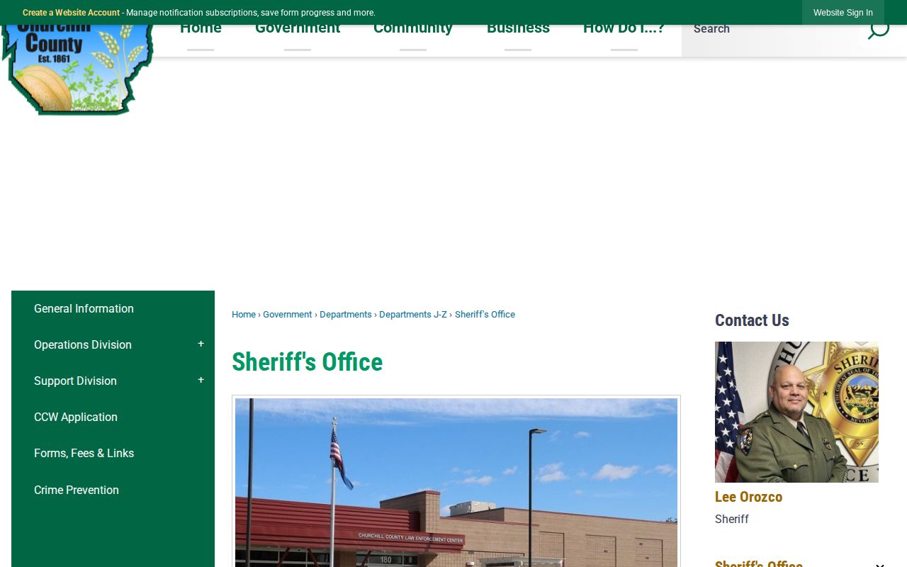 Churchill County Sheriff’s Office contact and public-safety webpage