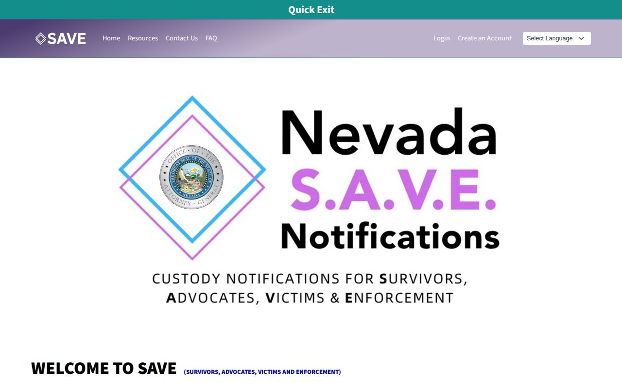 Nevada SAVE custody search screen used for Churchill County checks