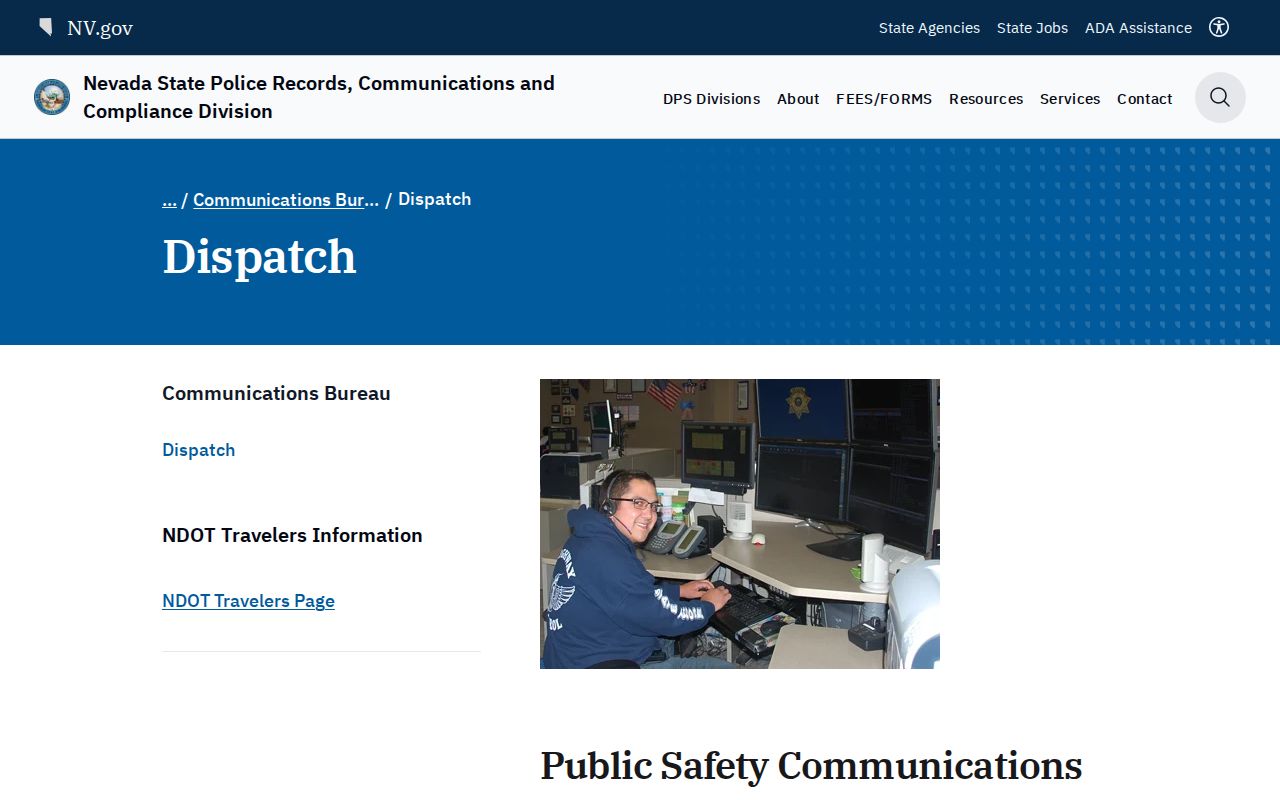 Nevada public safety dispatch directory with Churchill County contact information